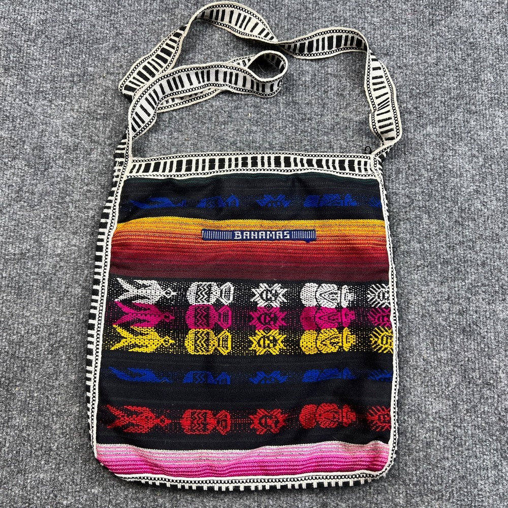 Bahamas Woven Stitched Crossbody Bag Womens Spell Out Colorful